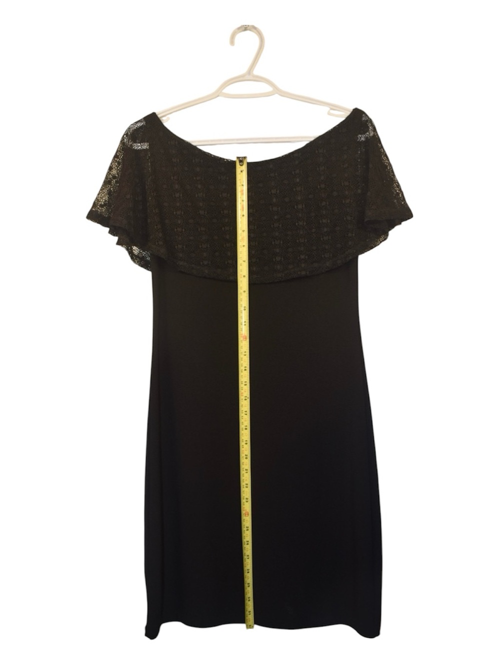 Off-Shoulder Black Ruffle Midi Dress - Picture 3 of 4